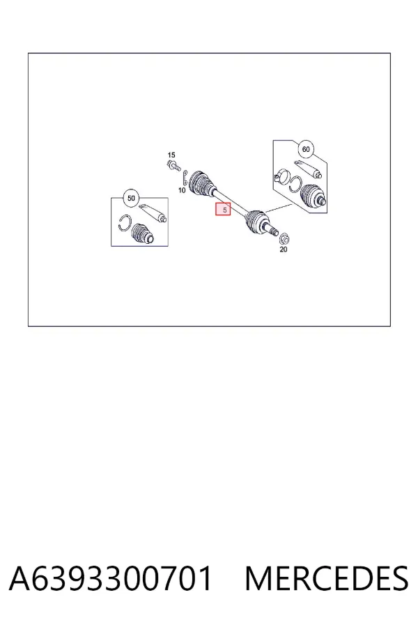 Semieje delantero A6393300701 Mercedes