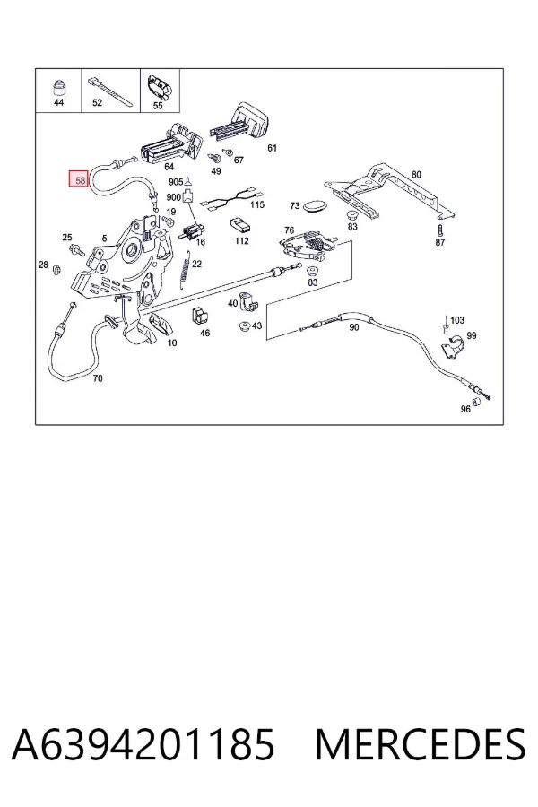 Cable de freno de estacionamiento delantero A6394201185 Mercedes
