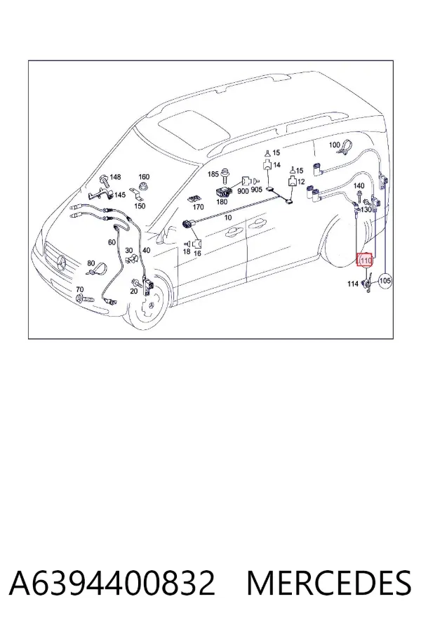 Sensor ABS trasero izquierdo A6394400832 Mercedes