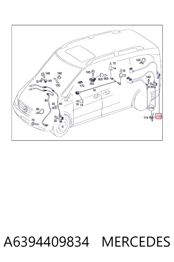 Sensor ABS trasero derecho A6394409834 Mercedes