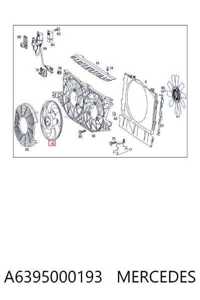 Ventilador eléctrico de aire acondicionado completo (motor y aspa) MERCEDES A6395000193