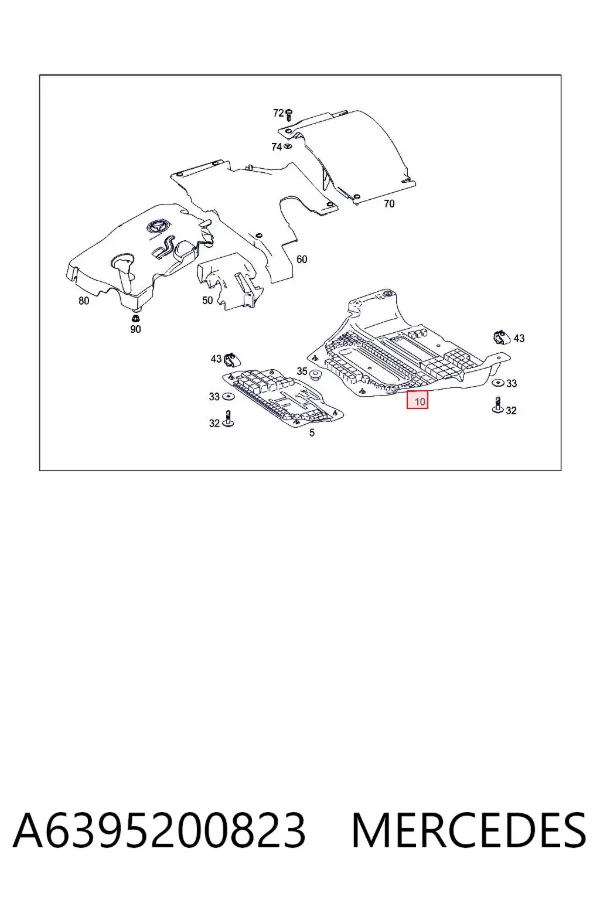 Protección motor / empotramiento A6395200823 Mercedes