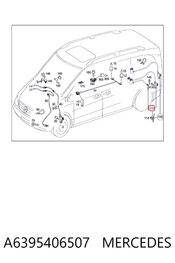 Sensor ABS trasero izquierdo A6395406507 Mercedes