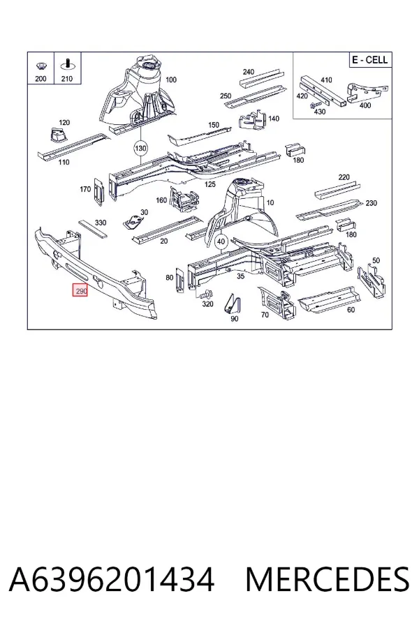 Refuerzo parachoque delantero A6396201434 Mercedes