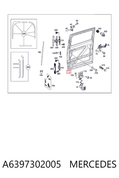Puerta lateral corrediza derecha MERCEDES A6397302005