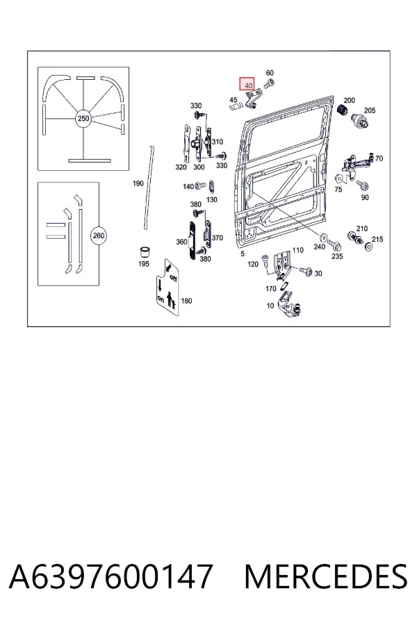 Rodillo superior derecho de puerta corrediza A6397600147 Mercedes