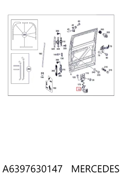Rodillo inferior derecho de puerta corrediza MERCEDES A6397630147