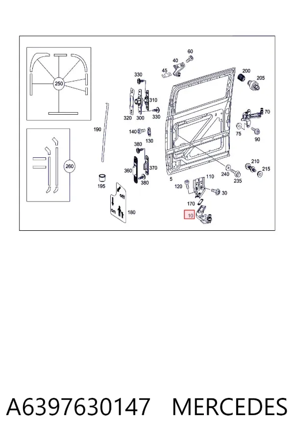 Rodillo inferior derecho de puerta corrediza A6397630147 Mercedes