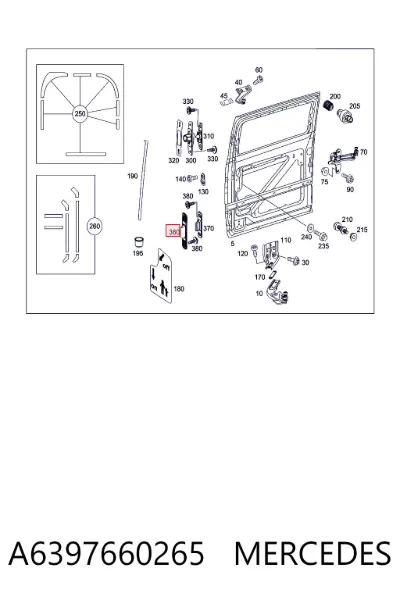 Tope inferior de puerta corrediza en carrocería MERCEDES A6397660265