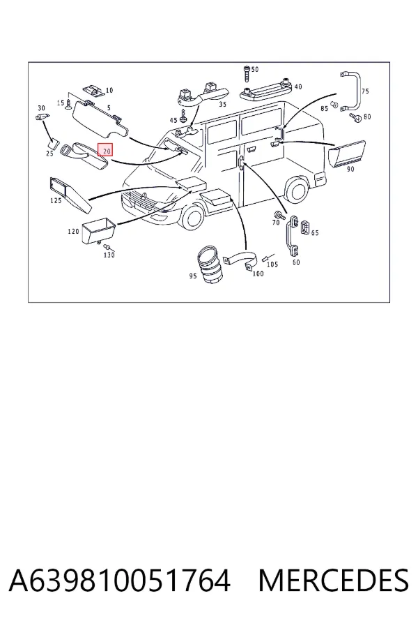 Espejo interior A639810051764 Mercedes