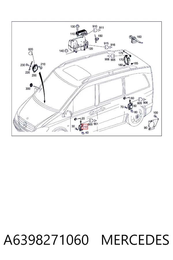 Altavoz de la puerta delantera A6398271060 Mercedes