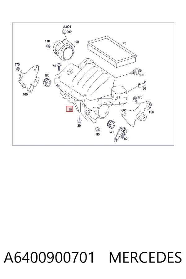Caja del filtro de aire A6400900701 Mercedes