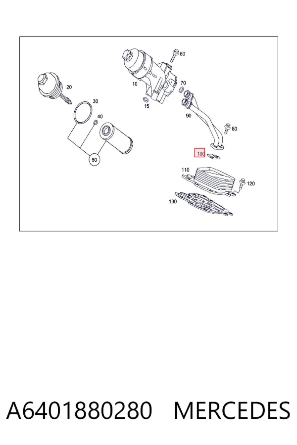 Junta superior del conducto de aceite del enfriador A6401880280 Mercedes