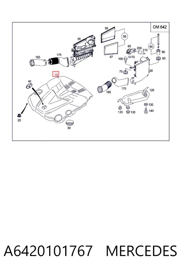 Tapa motor A6420101767 Mercedes