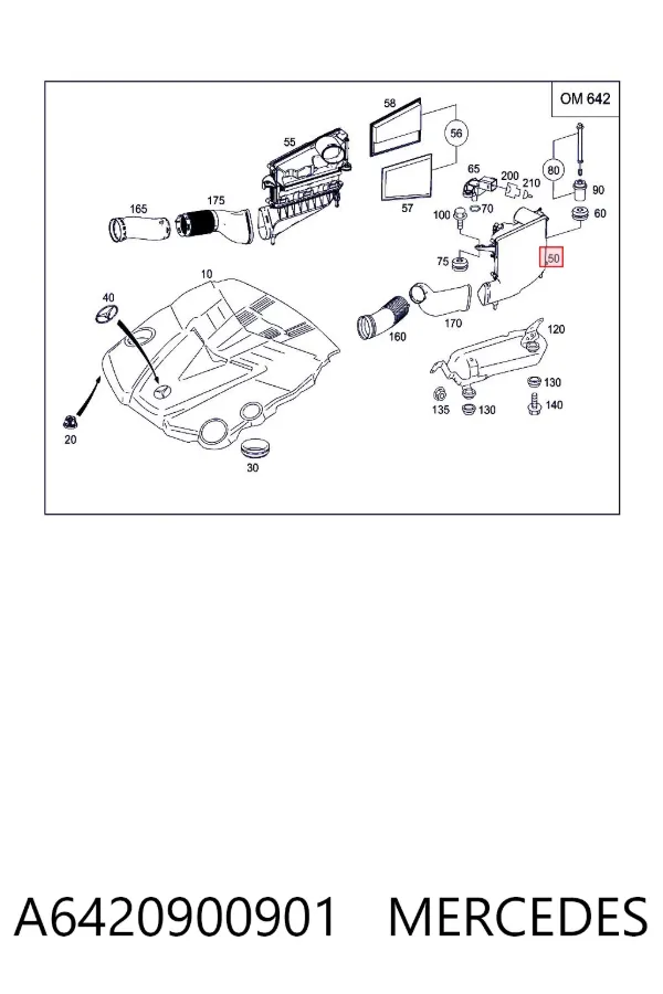 Caja del filtro de aire izquierda A6420900901 Mercedes