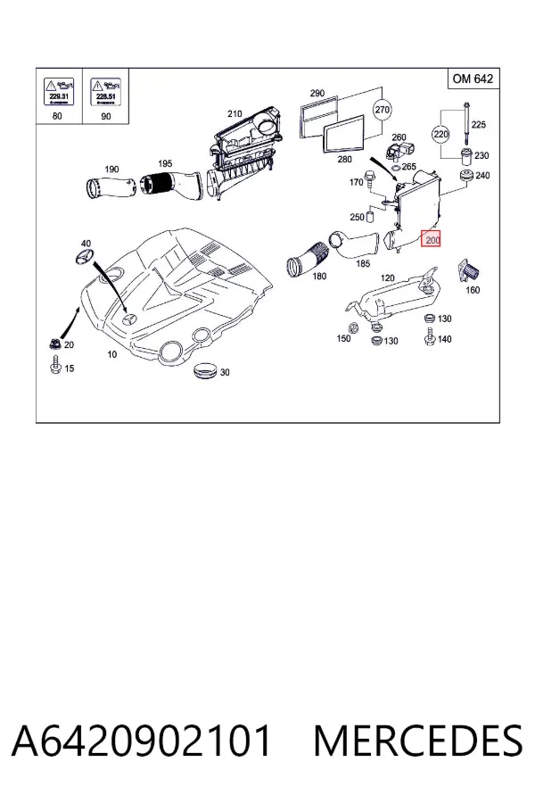 Caja del filtro de aire izquierda A6420902101 Mercedes