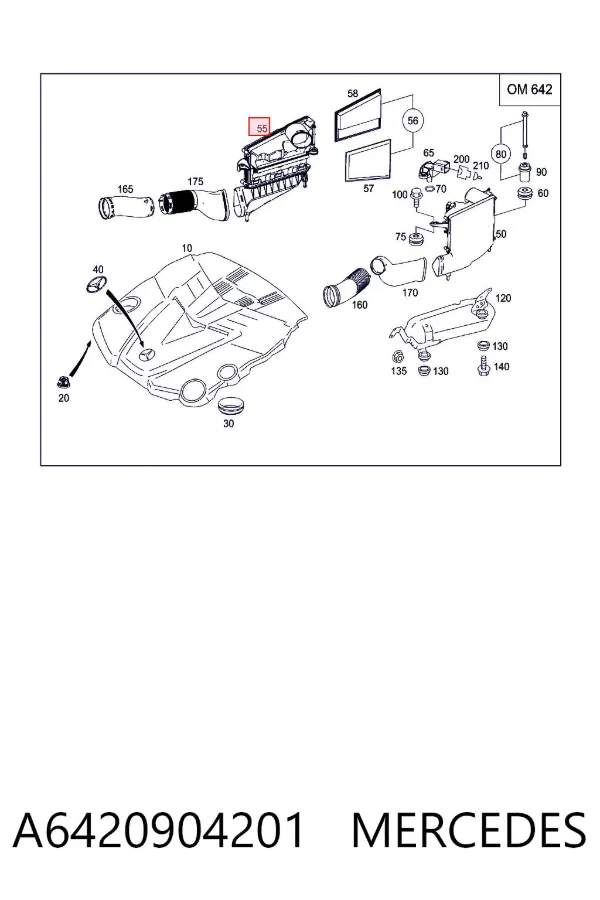 Caja del filtro de aire A6420904201 Mercedes
