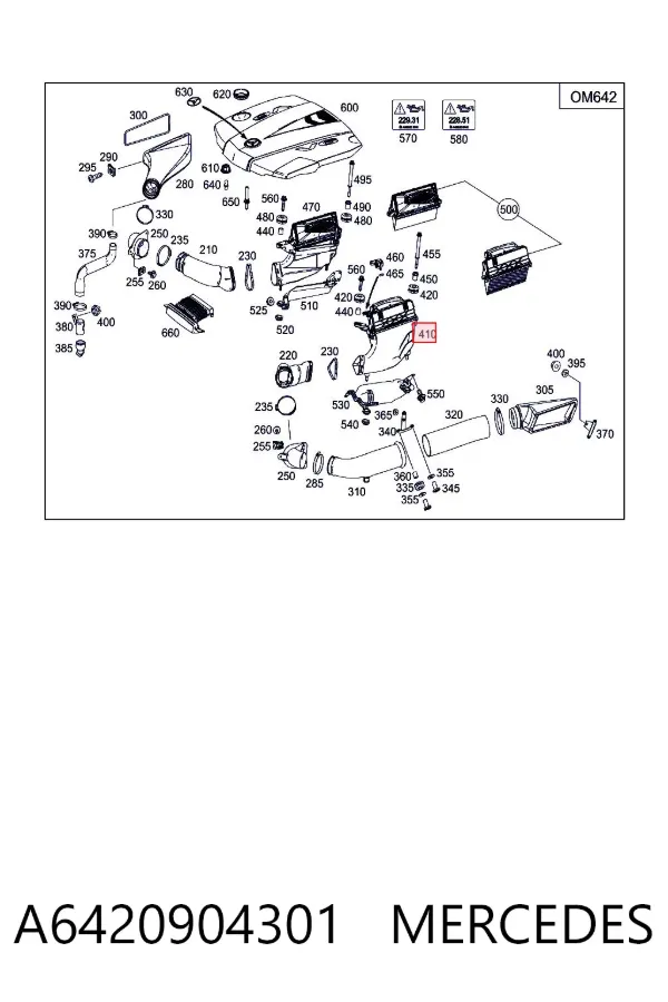 Caja del filtro de aire izquierda A6420904301 Mercedes
