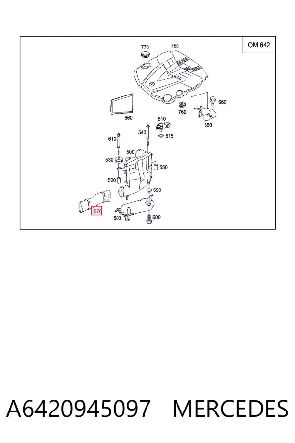 Tubo flexible de aspiración A6420945097 Mercedes