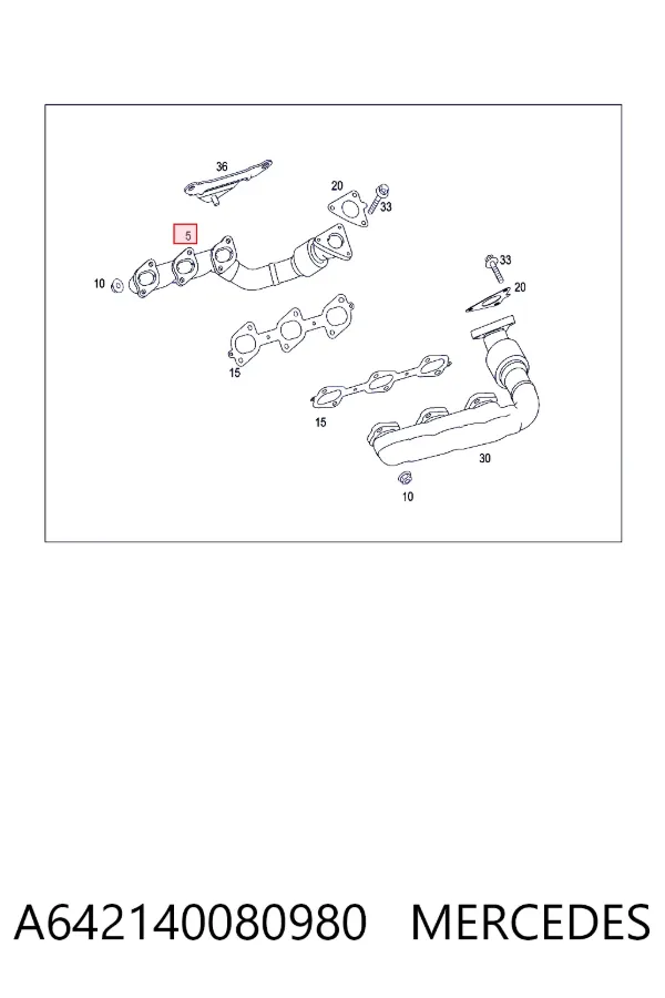 Colector de escape derecho A642140080980 Mercedes