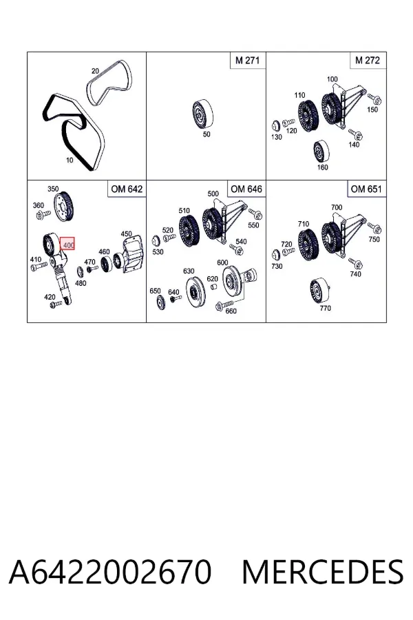 Tensor de correa poli V A6422002670 Mercedes