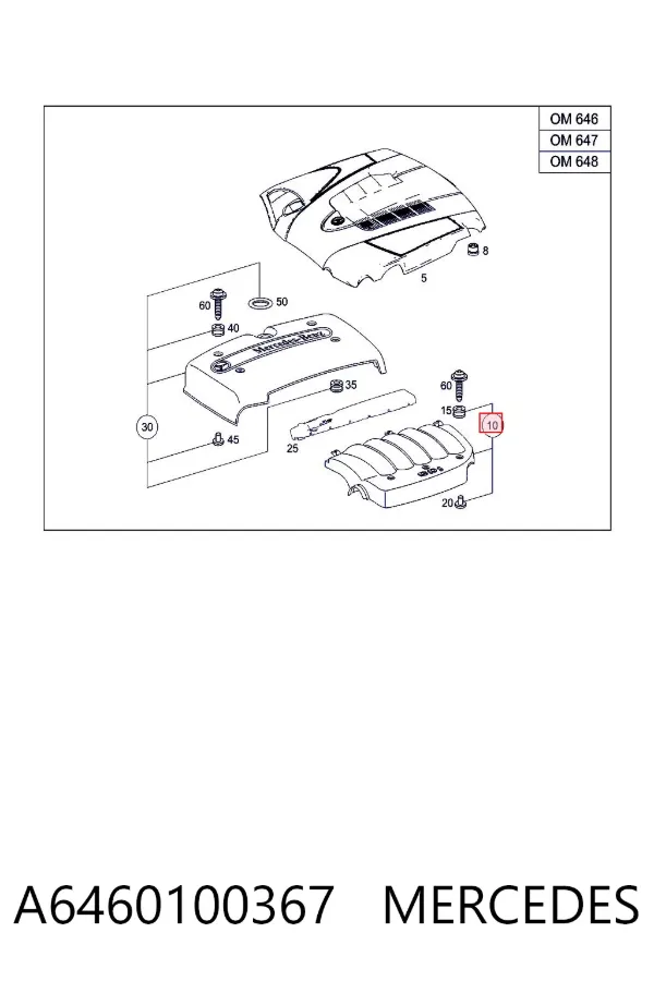 Tapa motor A6460100367 Mercedes