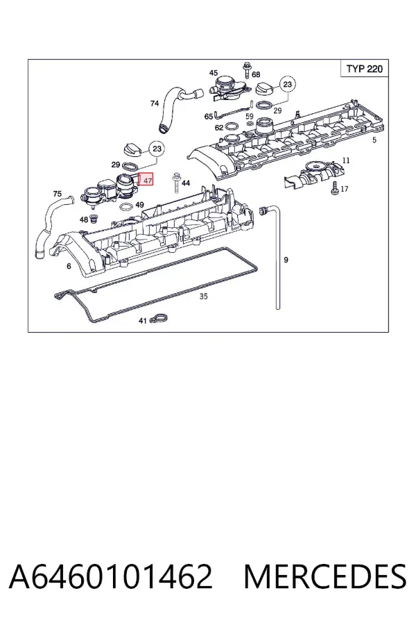 Separador de aceite del sistema de ventilación del cárter A6460101462 Mercedes