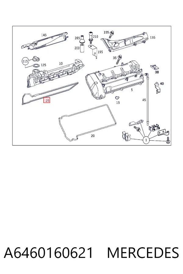 Junta de tapa de válvulas derecha A6460160621 Mercedes