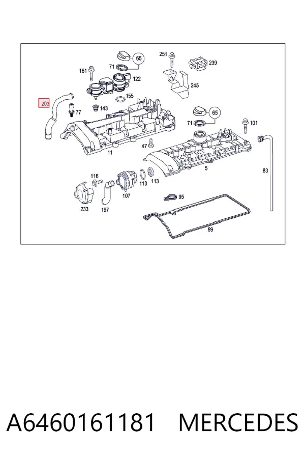 Tubo de ventilación del cárter A6460161181 Mercedes