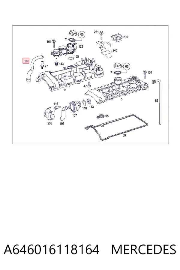 Tubo de ventilación del cárter A646016118164 Mercedes