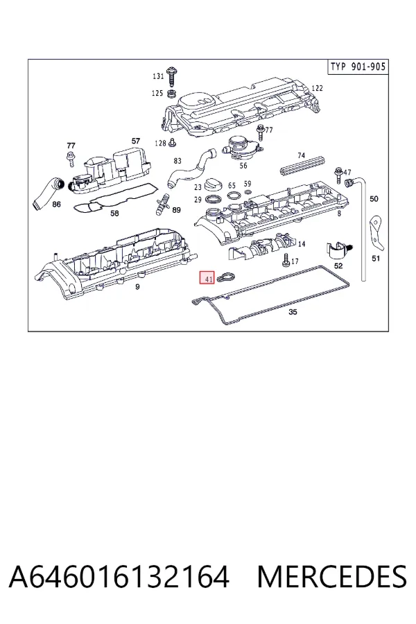 Junta interior de tapa de balancines A646016132164 Mercedes