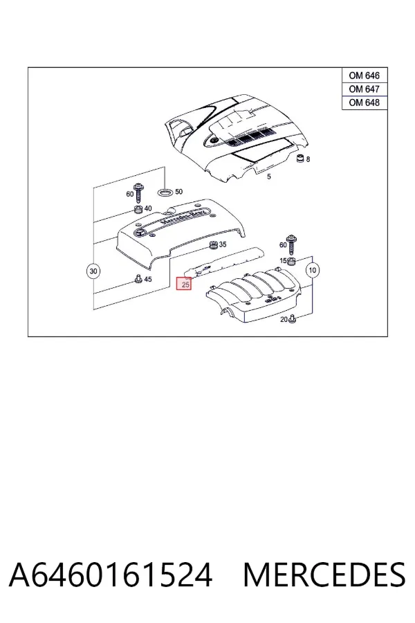 Tapa motor A6460161524 Mercedes