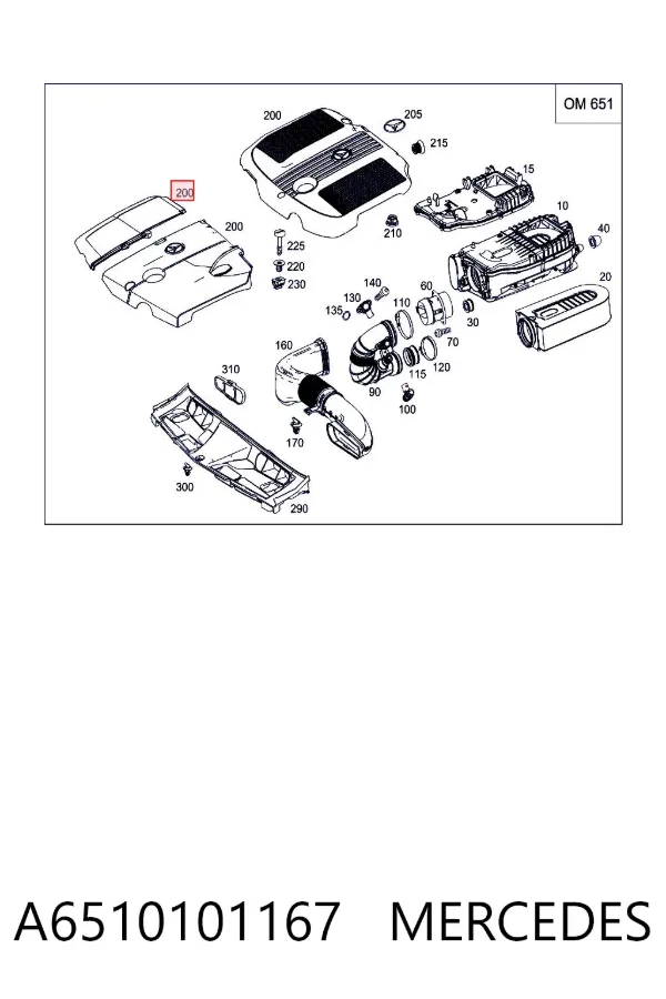 Tapa motor A6510101167 Mercedes