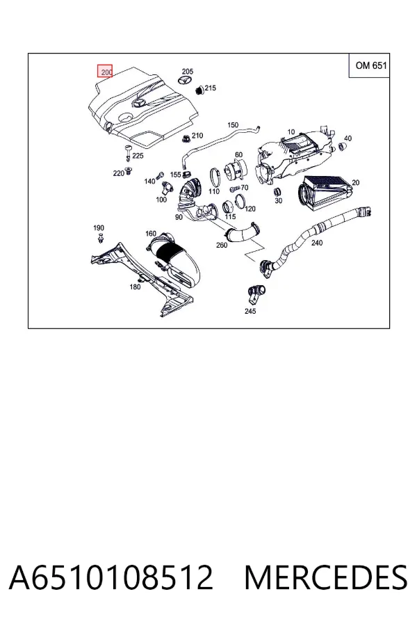 Tapa motor A6510108512 Mercedes