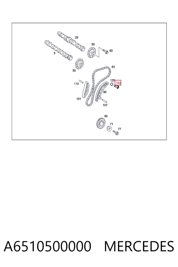 Tensor de cadena de distribución A6510500000 Mercedes