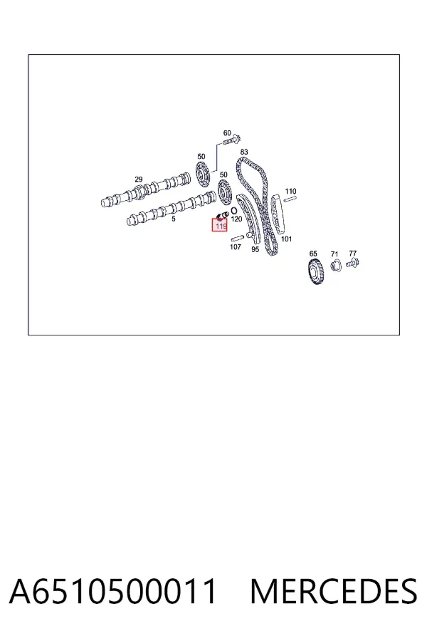 Tensor de cadena de distribución A6510500011 Mercedes