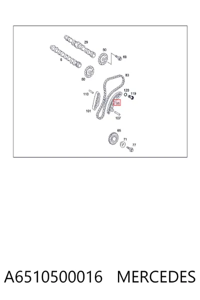 Guía del tensor de la cadena de distribución MERCEDES A6510500016
