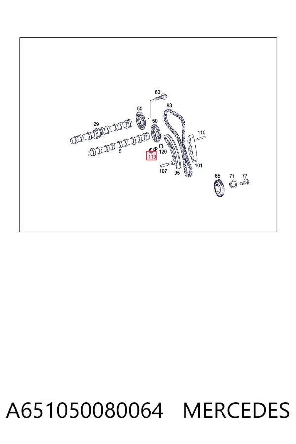 Tensor de cadena de distribución A651050080064 Mercedes