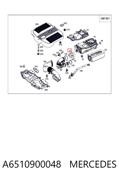 Sensor de flujo de masa de aire MERCEDES A6510900048