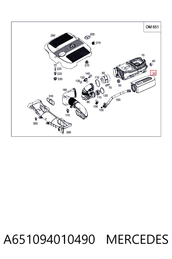Filtro de aire A651094010490 Mercedes