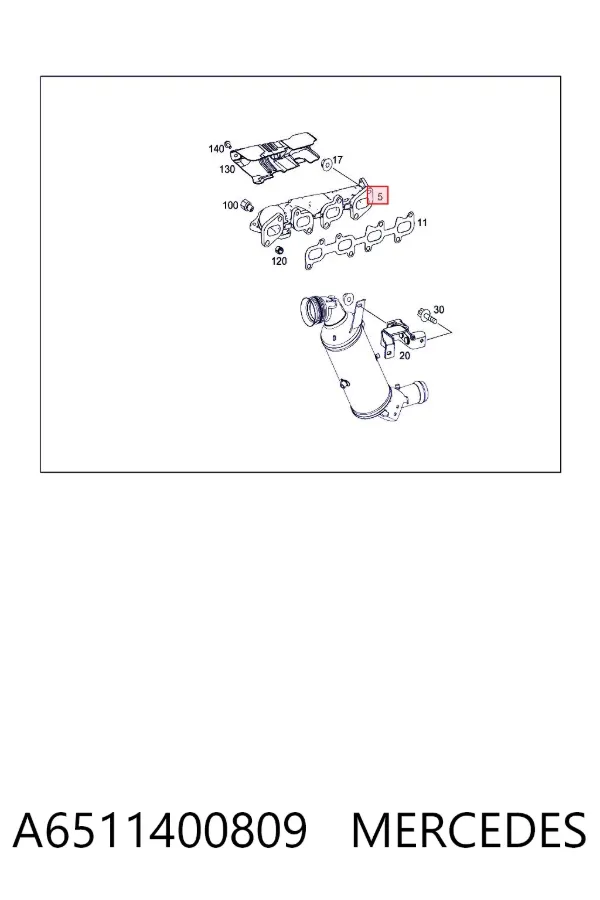 Colector de escape A6511400809 Mercedes