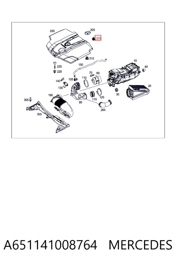 Cojín de la tapa decorativa del motor A651141008764 Mercedes