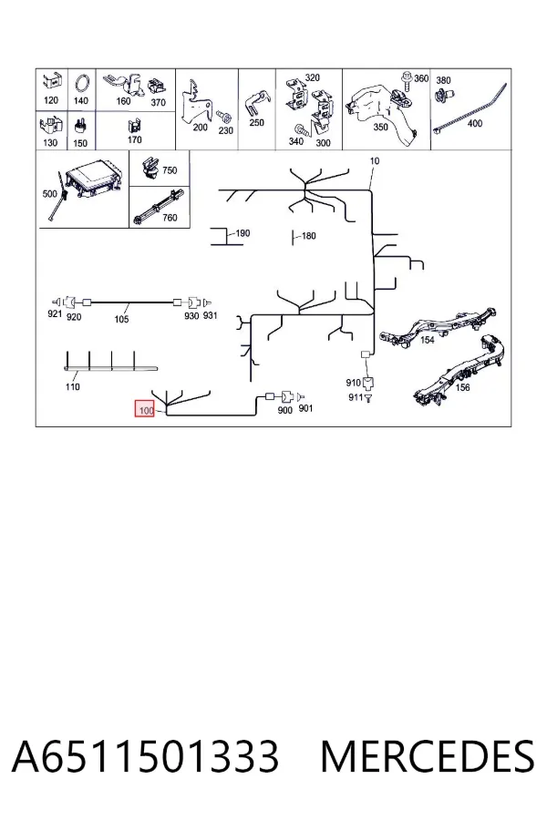 Cable de bujías de precalentamiento A6511501333 Mercedes