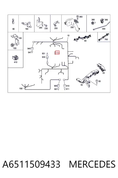 Mazo de cables del compartimiento del motor MERCEDES A6511509433