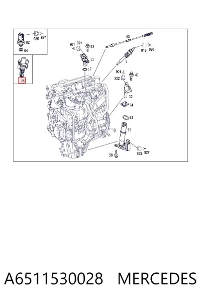 Sensor de temperatura del aire de admisión MERCEDES A6511530028