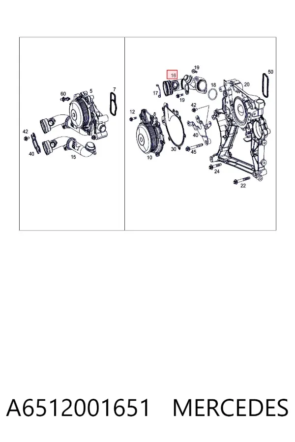 Bomba de agua A6512001651 Mercedes
