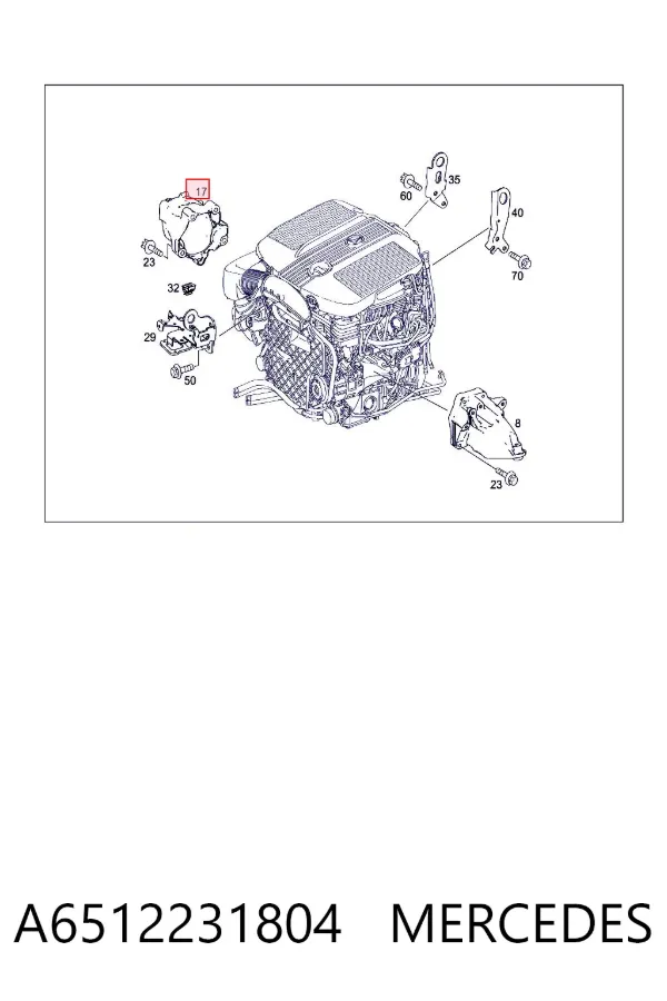 Soporte derecho del motor A6512231804 Mercedes