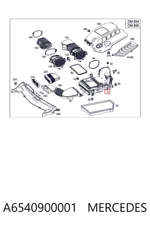Caja del filtro de aire A6540900001 Mercedes