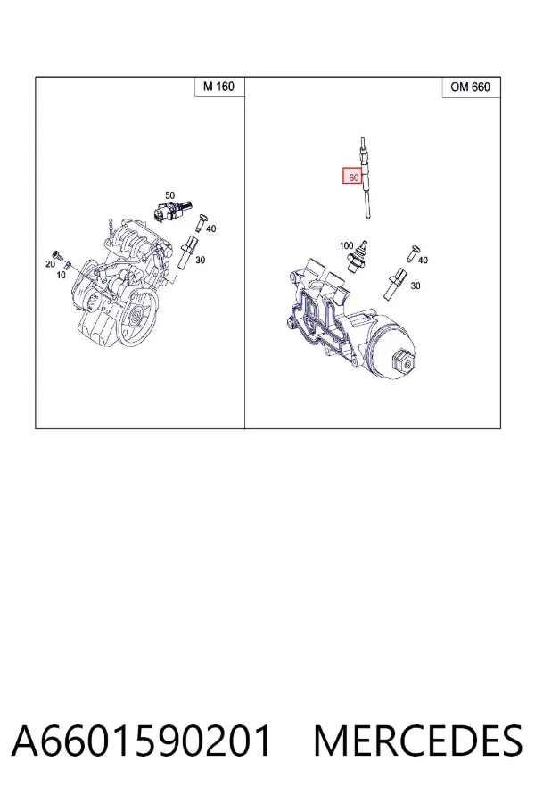 Bujía de precalentamiento A6601590201 Mercedes