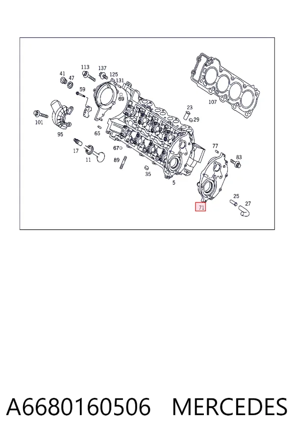Tapa delantera de la culata A6680160506 Mercedes
